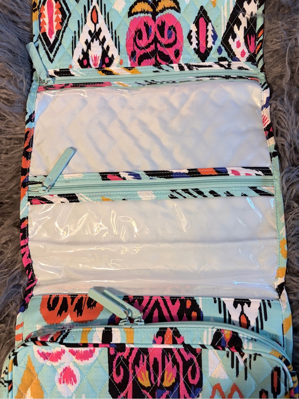 Vera Bradley Pueblo Print Quilted Patterned Hanging Organizer - Aqua Multicolor - Picture 4 of 7